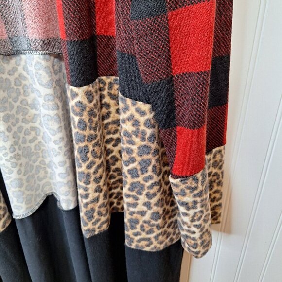 7th Ray Womens 3XL Open Front Long Duster Sweater Cardigan Mixed Print Long Knit - Picture 8 of 10